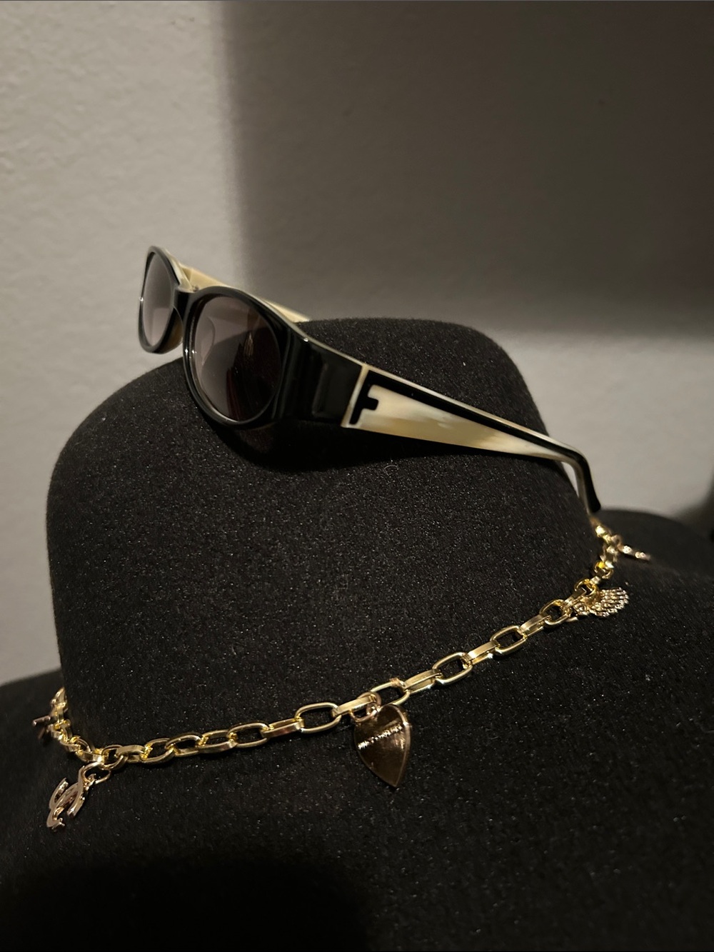 1990 Vintage Fendi Black Sunglasses with Cream Accents